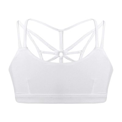 ranrann Kids Girls Active Sports Bra Ballet Dance Crop Top Strappy Training Bras Soft Wireless Underwear Active Vest Top Ivory 3-4