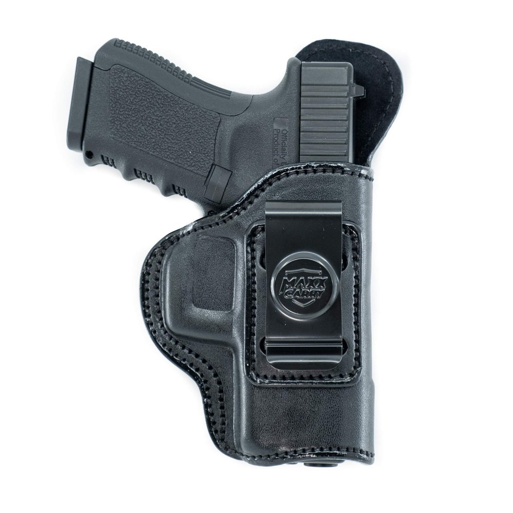 Maxx Carry Inside The Waistband Leather Holster Fits FNS 9 Compact | 40 Compact | IWB Holster, Black, Right Hand Draw.