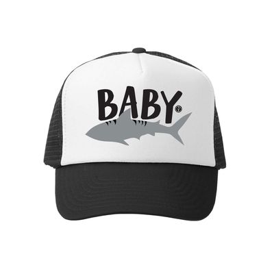 Grom Squad Kids Trucker Hat - Mesh Adjustable Baseball Cap for Boys & Girls - Baby, Infant, Toddler, School-Age Sizes (2-5yrs (Big), Baby Shark (Black & White)