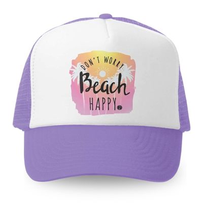 Grom Squad Kids Trucker Hat - Mesh Adjustable Baseball Cap for Boys & Girls - Baby, Infant, Toddler, School-Age Sizes 6-18 Months, Don't Worry... Lavender & White