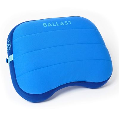 Ballast Beach Pillow Comfy, Durable & Compact, Stays Put on Windy Beaches with Patented Sand Pouch, Inflatable Pillow for Beaches, Pools, Camping, Festivals and Travel (Palace Blue)