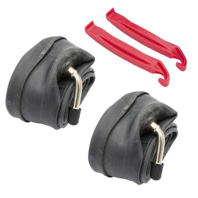 12-1/2 X 1.75/2-1/4 Inner Tube Bent Angled Schrader Valve, Low Lead - Tire Lever Pry Tool Included (Red levers)