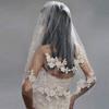 Acenail Lace Bride Veil Women s White Short Bridal Veil 2T Tulle Veil with Metal Comb Wedding Veils for Brides (Ivory) view 2