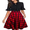 Christmas Dresses for Women Holiday 2026 Red Buffalo Plaid Fit and Flare A Line Vintage Church Business Office Professional Work Dress L view 1