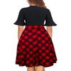 Christmas Dresses for Women Holiday 2026 Red Buffalo Plaid Fit and Flare A Line Vintage Church Business Office Professional Work Dress L view 2