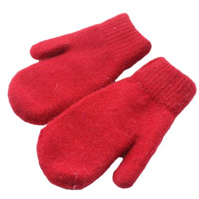 Chickle Adult Kids Winter Warm Thick Knitted Mitten Cashmere Mitten Red Small