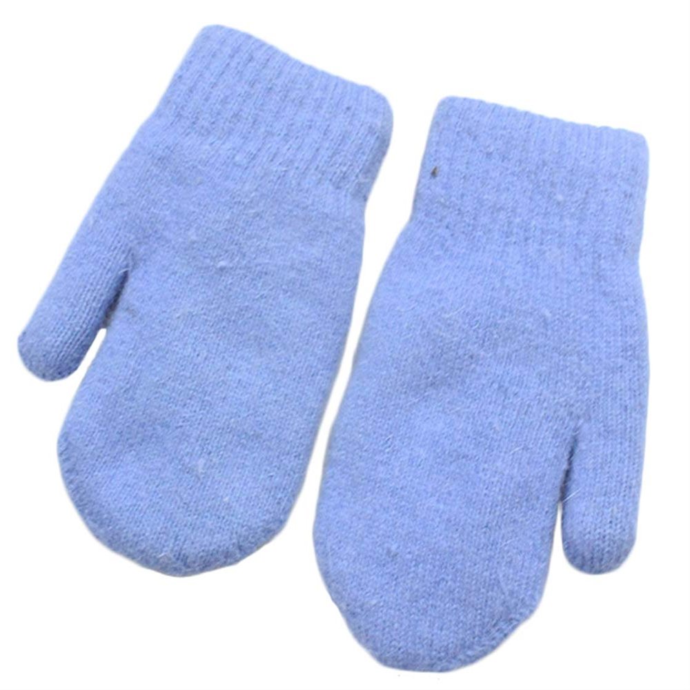 Chickle Adult Kids Winter Warm Thick Knitted Mitten Cashmere Mitten Blue Large