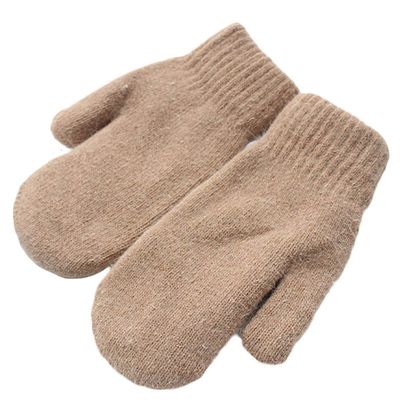 Chickle Adult Kids Winter Warm Thick Knitted Mitten Cashmere Mitten Khaki Large