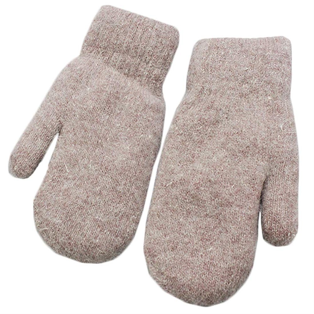 Chickle Adult Kids Winter Warm Thick Knitted Mitten Cashmere Mitten Camel Large