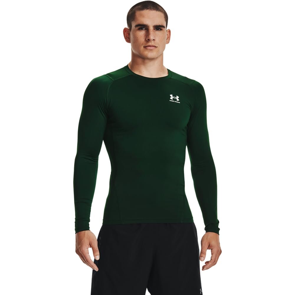 Under Armour Men's Armour HeatGear Compression Long-Sleeve T-Shirt , Forest Green (301)/White, XX-Large