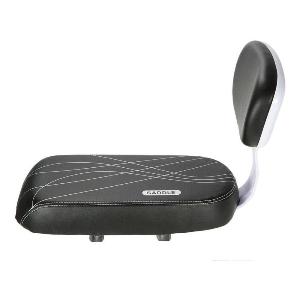 Comfortable Pu Leather Bike Rear Seat Cushion with Backrest Ideal for Kids, Compatible with Mountain, Road, and Folding Bikes (Black)