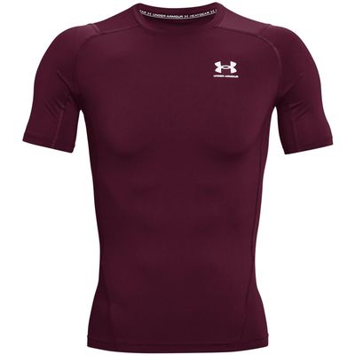 Under Armour Men's Armour HeatGear Compression Short-Sleeve T-Shirt , Maroon (609)/White, Large