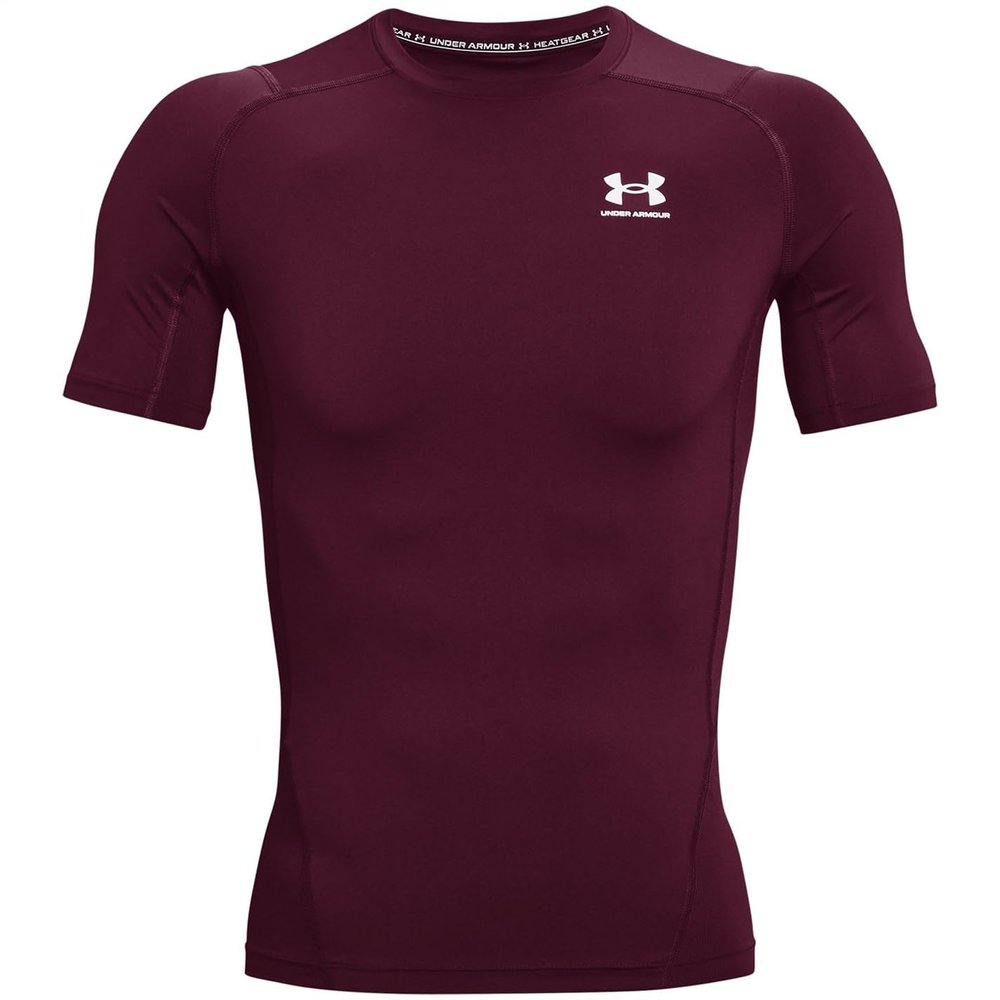 Under Armour Men's Armour HeatGear Compression Short-Sleeve T-Shirt , Maroon (609)/White, Large