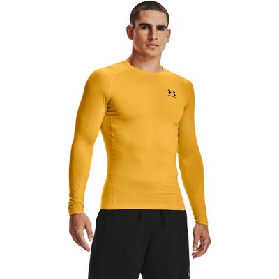 Under Armour Men's Armour HeatGear Compression Long-Sleeve T-Shirt , Steeltown Gold (750)/Black, X-Large
