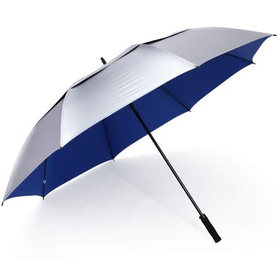 G4Free 72 Inch Huge Golf Umbrella UV Protection Auto Open Windproof Umbrella Oversized Extra Large Vented Double Canopy for Family (Silver/Blue)
