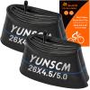 2 Pcs 26" Fat Bike Tubes 26x4.5/4.8/5.0 AV32mm Schrader Valve 112/127-559 Compatible with 26 x 4.5 26 x 4.8 26 x 4.9 26x5.0 E-Bike Bicycle Fat Tire Tubes view 1