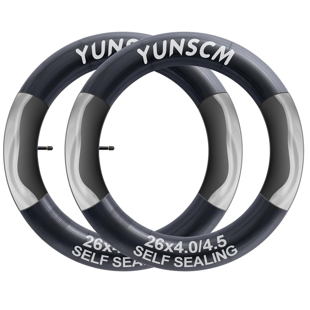2-PCS 26" Self Sealing E-Bike Tubes 26 x 4.0 26x4.50 AV32mm Schrader Valve Super Automatic Repair, Self-Sealing, Puncture Resistant Compatible with 26x4.0/4.5 Fat Bike Bicycle Tire Tubes