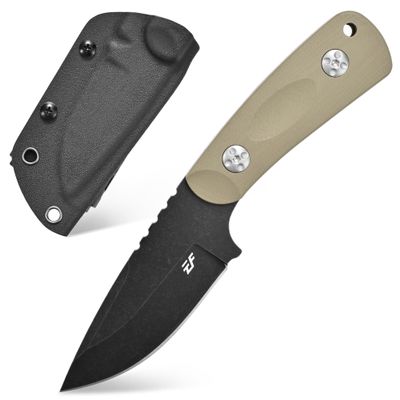 Eafengrow EF121 EDC Fixed Blade Knife D2 Blade Steel G10 Handle with Kydex Sheaths for Outdoor Activities Camping (Desert)