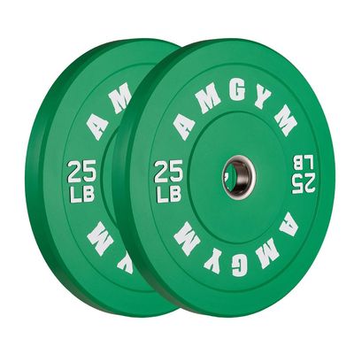 AMGYM Color Olympic Bumper Plate, Weights Plates, Bumper Weight Plate, Steel Insert, Strength Training(25lb Pair)
