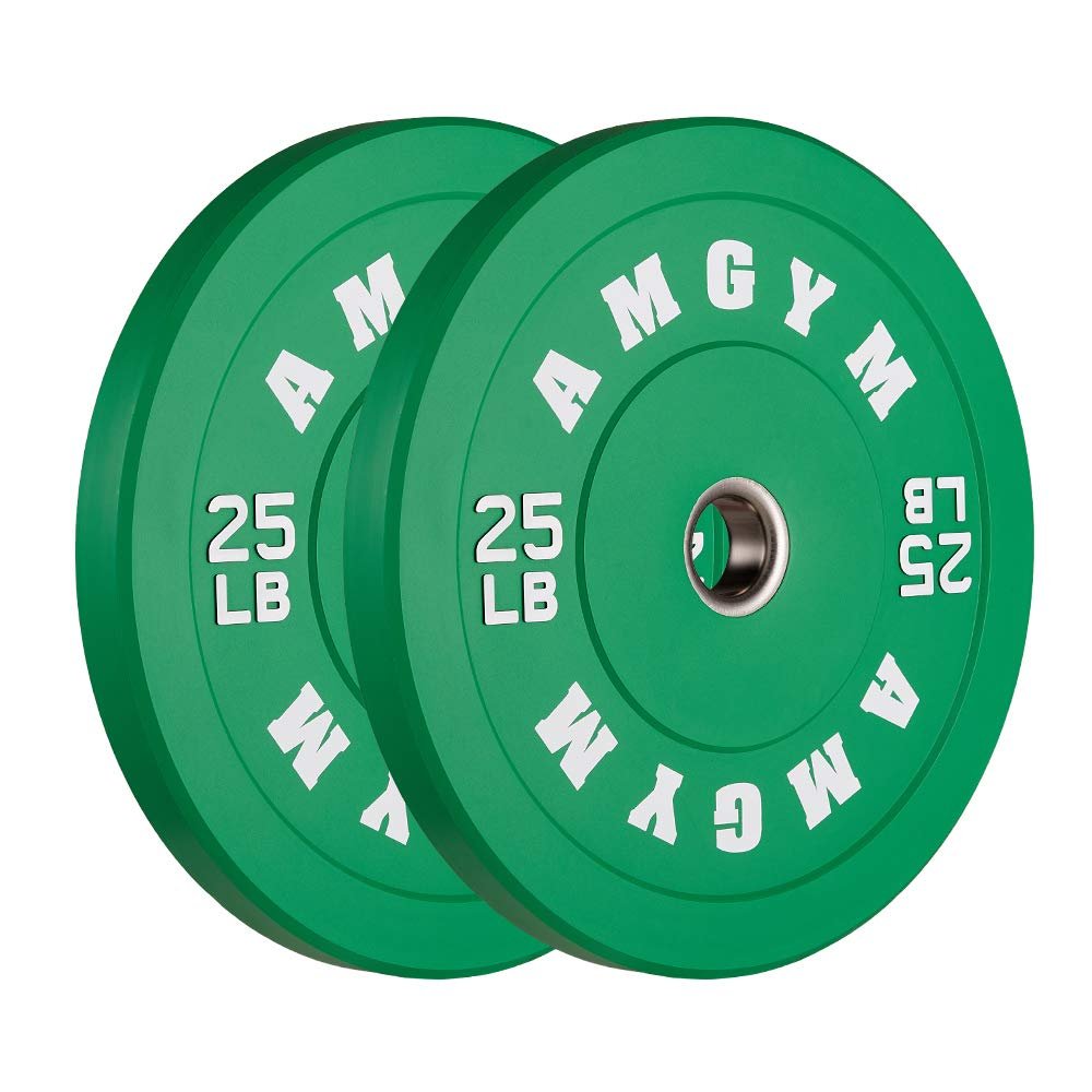 AMGYM Color Olympic Bumper Plate, Weights Plates, Bumper Weight Plate, Steel Insert, Strength Training(25lb Pair)