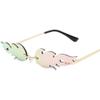 AMOYER Fire Flame Sunglasses Flame Rimless Sunglasses Unisex Rimless Wave Glasses Eyewear for Party view 4