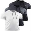 NELEUS Men's Running Shirt Mesh Workout Athletic Shirts with Hoods,5084,3 Pack,Black/Grey/White,US S,EU M view 1