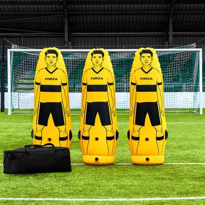 FORZA Pro Soccer Air Mannequin (Junior & Senior) | Inflatable Soccer Free Kick Training Dummies | Pack of 1, 3 or 5 Soccer Dummy Wall | Optional Carry Bag (Luxury Wheeled Carry Bag, Junior Pack of 3)