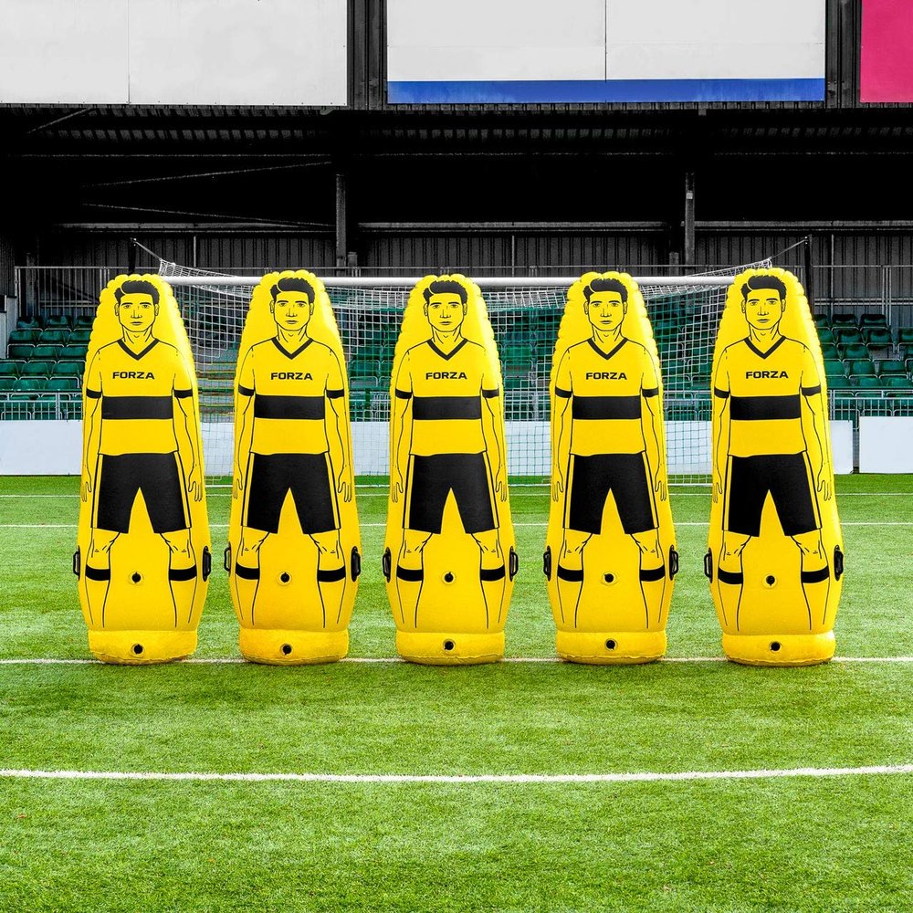 FORZA Pro Soccer Air Mannequin (Junior & Senior) | Inflatable Soccer Free Kick Training Dummies | Pack of 1, 3 or 5 Soccer Dummy Wall | Optional Carry Bag (No Carry Bag, Junior Pack of 5)