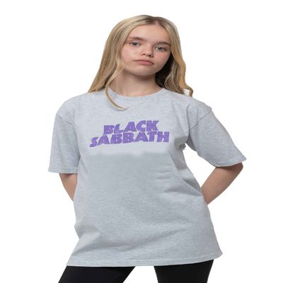 Black Sabbath Kids T Shirt Wavy Band Logo Official Heather Grey Ages 3-14Yrs Size X-Large (11/12 Yrs)
