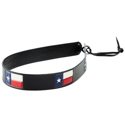 Austin Accent Inc. Leather Texas Flag Hat Band Black