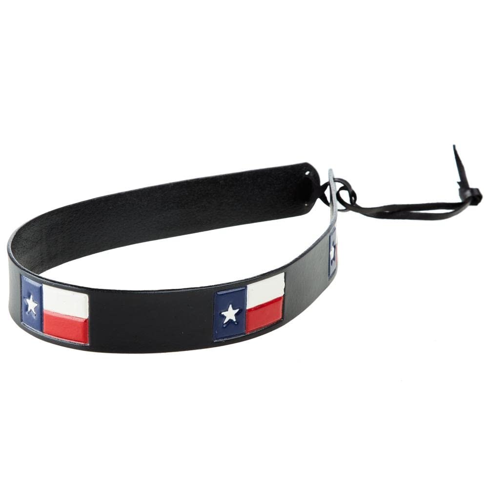 Austin Accent Inc. Leather Texas Flag Hat Band Black