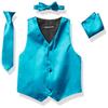 a.x.n.y 4 Piece Formal Vest Set Combo with Tuxedo Vest, Tie, Bow Tie, and Handkerchief Turquoise view 1