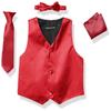 4 Piece Formal Vest Set Combo with Tuxedo Vest, Tie, Bow Tie, and Handkerchief view 1