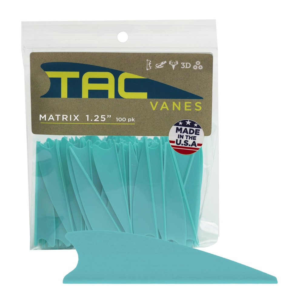 1.75" Matrix Shield Cut Vanes, Turquoise Vanes, Pack of 100, Vanes for Archery Bowhunting and Recreational Shooting