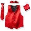 a.x.n.y 4 Piece Formal Vest Set Combo with Tuxedo Vest, Tie, Bow Tie, and Handkerchief Red view 1