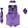 AXNY Boys 4 Piece Formal Vest Combo with Tuxedo Tie, Bow and Handkerchief Business Suit Pants Set, Purple, 6 Months US view 1