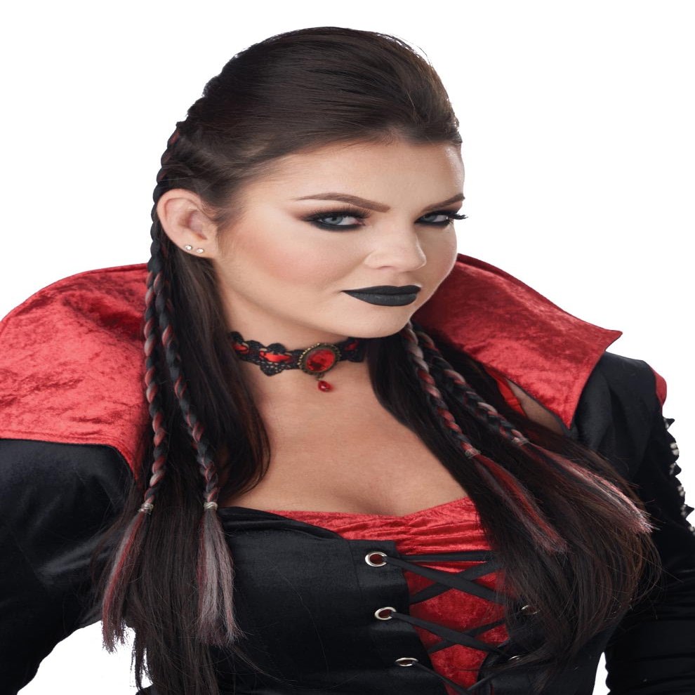 California Costumes Clip-In Braids (Red/Black), Standard