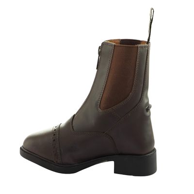 Grewal Equestrian Children's Leather Zip-Up Paddock Boots (Brown, 13)