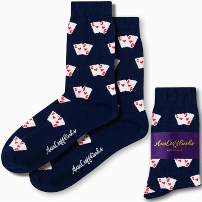 AUSCUFFLINKS Poker Socks For Him | Cards Fun Socks Gift for Her | Gambler Happy Gift Socks Quirky Novelty Present for Dad | Socks for Mum (POKER) One Size