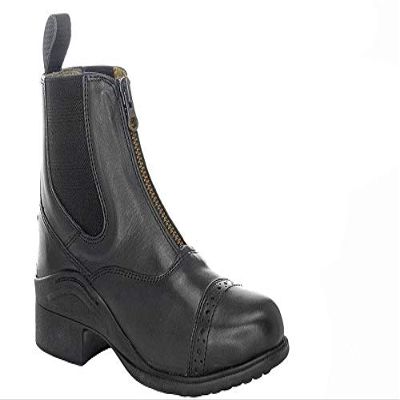 Grewal Equestrian Children's Leather Zip-Up Paddock Boots (Black, 11)