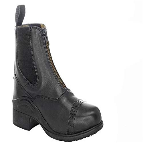 Grewal Equestrian Children's Leather Zip-Up Paddock Boots (Black, 11)