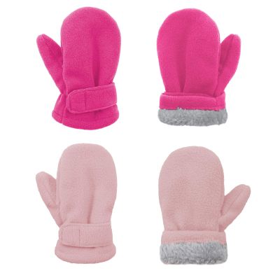 American Trends 2 Pairs Toddler Mittens Unisex Lined Fleece Gloves Winter Warm kids Mitten for Baby Boys and Girls, Rose Red&pink, L(Fits 2-4 years)