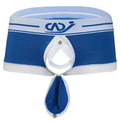 JEEYJOO Men's Sexy Buckled Pouch Boxer Briefs Low Rise Hipster Underwear Sleepwear Blue Small
