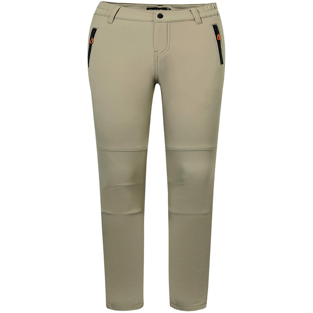 Camii Mia Women's Winter Warm Outdoor Slim Windproof Waterproof Ski Snow Fleece Hiking Pants (34W x 30L, Khaki)