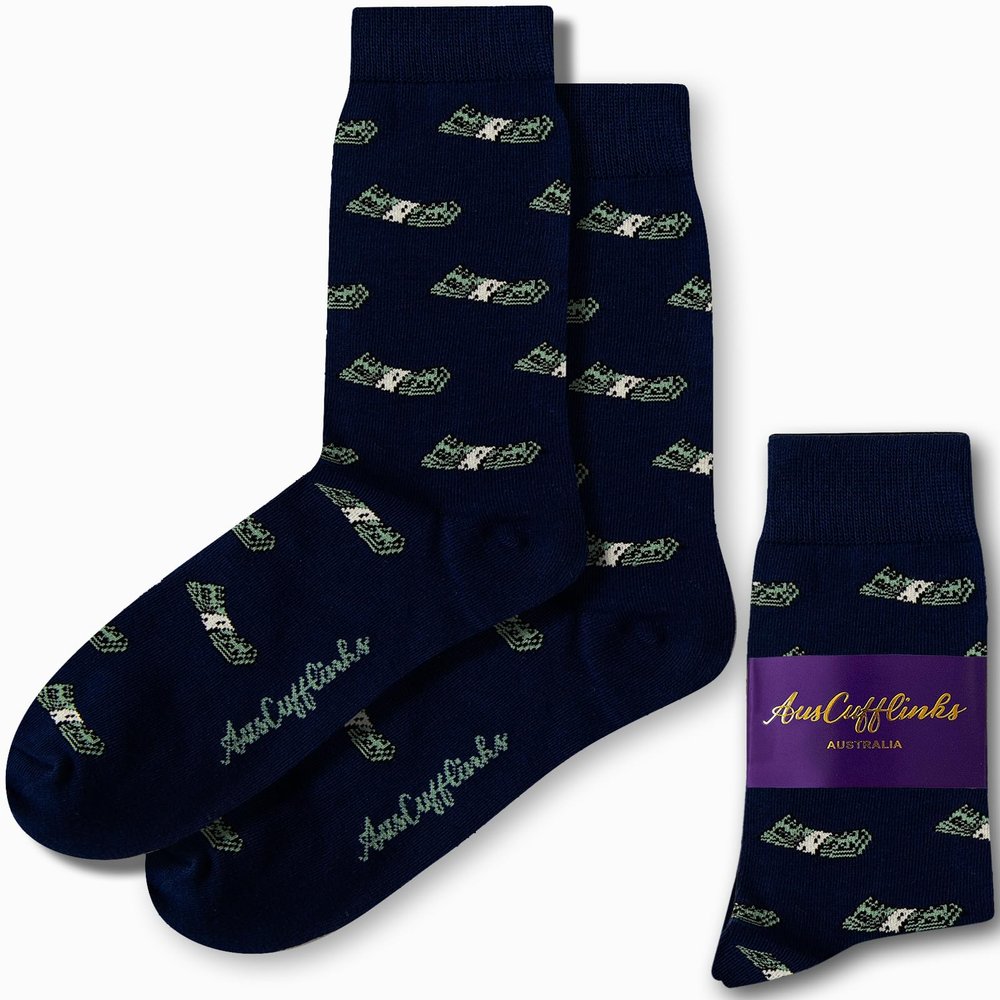 AUSCUFFLINKS Money Socks For Him | Wall St Fun Socks Gift for Her | Cash Happy Gift Socks Quirky Novelty Present for Dad | Socks for Mum (MONEY)
