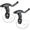 Boao 2 Pieces Mountain Bike Brake Aluminum Alloy Brake Handles with 3 Finger Design 2.2 cm Diameter and Bike Brake Cables Wires for Most Bicycles, Road Bikes view 1