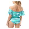 Vince Camuto Mediterranean Sea Stripe Ruffle Off-The-Shoulder One-Piece Azure 6 view 3