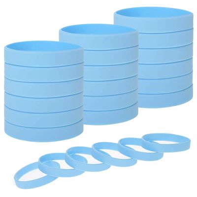 Muka 24 PCS Silicone Wristbands for Adults, Blank Rubber Bracelets Sports Accessories - Cambridge Blue