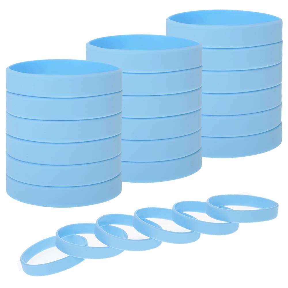 Muka 24 PCS Silicone Wristbands for Adults, Blank Rubber Bracelets Sports Accessories - Cambridge Blue