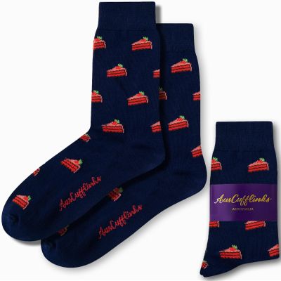 AUSCUFFLINKS Strawberry Cake Socks For Him | Cake Lover Fun Socks Gift for Her | Sweet Tooth Happy Gift Socks Sweettooth Quirky Novelty Present for Dad | Socks for Mum (STRAWBERRY CAKE)